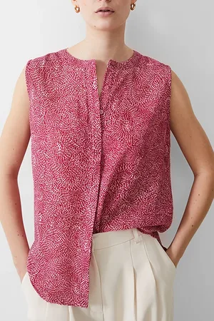French Connection Bernice Slvless Henley Tank Sea Pink