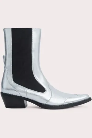By Far Otis Silver Metallic Leather Silver