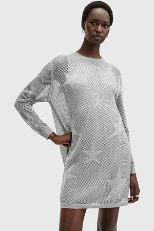 AllSaints Seraph Dress Silver Birch Grey