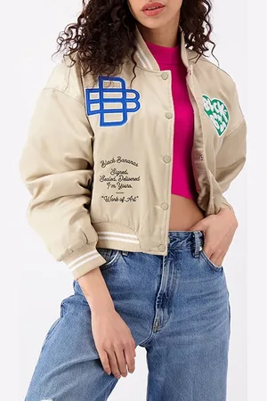 Black Bananas Monogram Bomber Jacket Sand