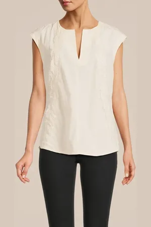 Summum Woman Sleeveless Top Lyocell Cotton Ivory