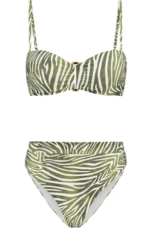 Shiwi Ladies Zoe Bikini Set Zanzibar Zebra Palmtree Green