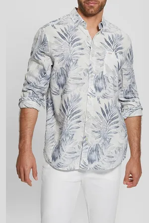 Guess GUESS Ls Collins Aop Shirt Blue Foliage