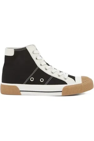 The Kooples High-top Canvas Sneakers With Leather Inserts Black