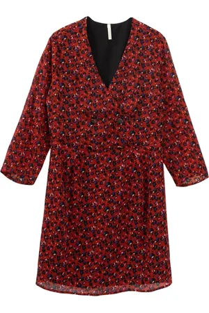 ICODE Candy Red Graphic Floral Print Dress