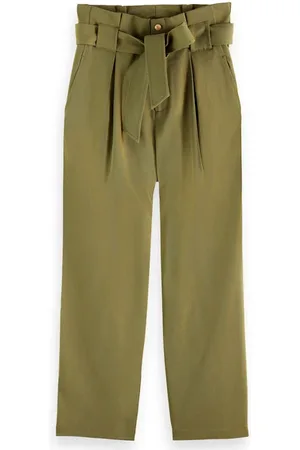 Scotch&Soda Daisy - High Rise Straight Leg Paperbag Trousers Army