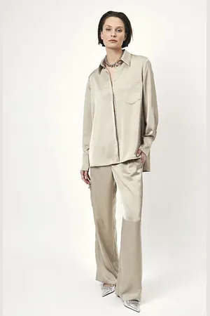 Dante 6 Harlow Satin Wide Pants Timeless Taupe
