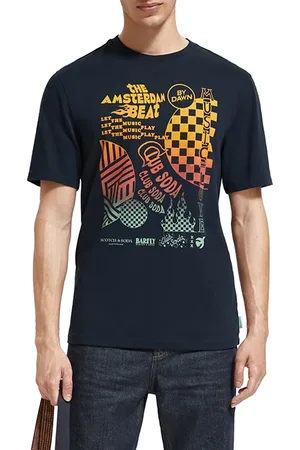Scotch&Soda Regular Fit Chest Artwork T-shirt In Organic Cotton Night