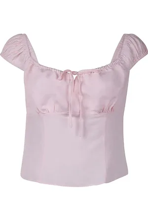 Forever New Amanda Linen Babydoll Top Pink Oyster