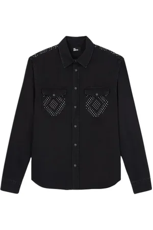 The Kooples Chemise Western Black Denim Avec Stud Black Washed