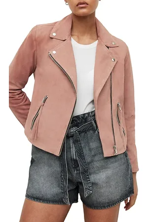 AllSaints Suede Dalby Biker Rose Pink