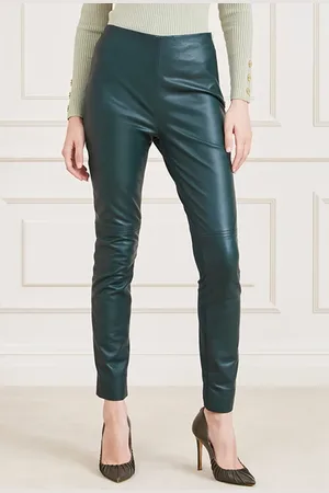 Guess GUESS High Waist Coy Leggi Chenille Leather Pant Green