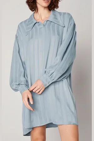 American Vintage Ls Short A Dress Bleu Ciel
