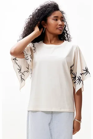 Catwalk Junkie Relaxed Scarf Sleeves Tee Vanilla Cream