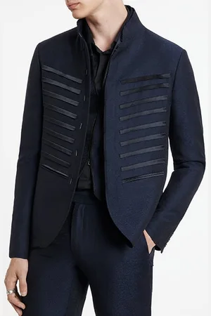 John Varvatos Slim Fit H B Closure Jkt With Multi Trim Blue Black