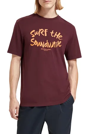 Scotch&Soda Regular Fit Chest Artwork T-shirt In Organic Cotton Berry Wi