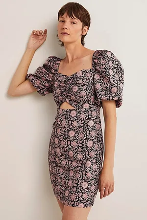 Boden Cut Out Detail Mini Dress Blk