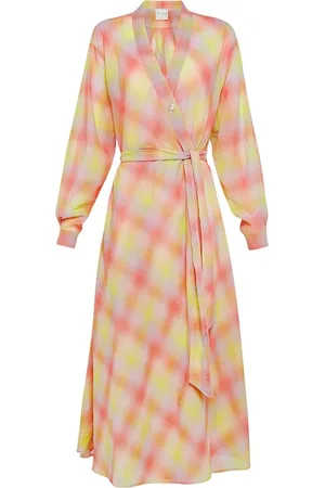 FORTE FORTE Forte Forte Rainbow Tartan Voile Long Chemisier Dress Granadine