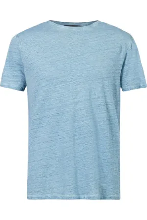 John Varvatos Mott Regular Fit Ss Linen Crew With Cold Pale Aqua