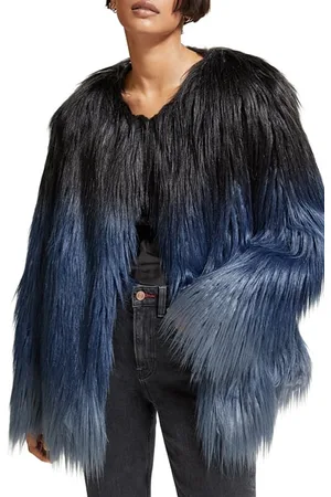 Scotch&Soda Gradient Faux Fur Jacket Dusty Blue