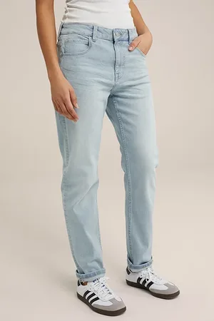 WE Fashion 5-pocket Mid Waist Ice Blue