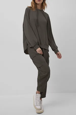 French Connection Renya Modal Jersey Hoodie Deep Moss