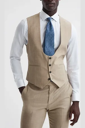Reiss Wish Waistcoat Oatmeal