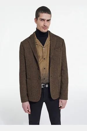 The Kooples Veste Seule Motif Pied De Poule Black Brown