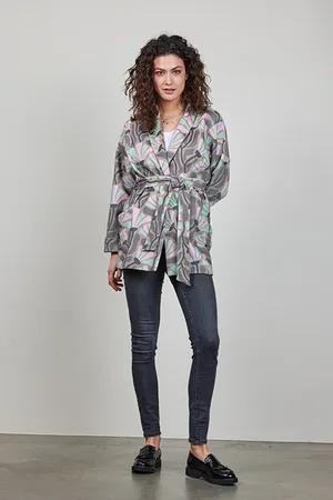DIDI Kimono Vest Lois Print Sand With Cosmic Flower Print