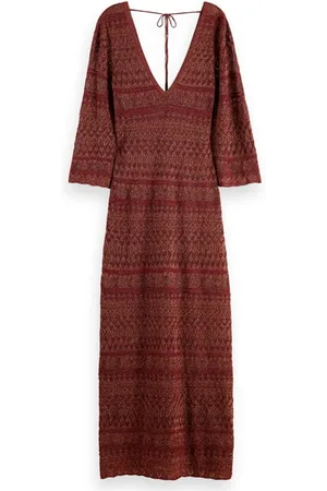 Scotch&Soda Metallic Pointelle Knitted Dress Terracotta