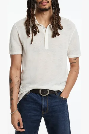 John Varvatos Irwin Regular Fit Ss Polo With Texture Salt