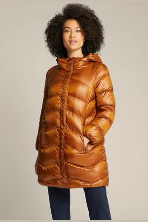 Elena Miro Long Hooded Down Jacket Orange
