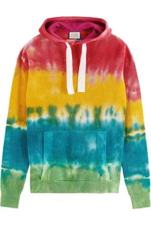 Scotch&Soda Tie-dyed Rib Knitted Cotton Hoodie Multicolour Tie Dye