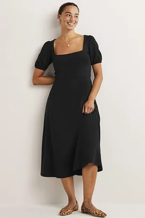 Boden Short Sleeve Jersey Midi Dress Blk