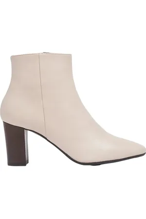 LK Bennett Sira Wood High Heel Ankle Off White