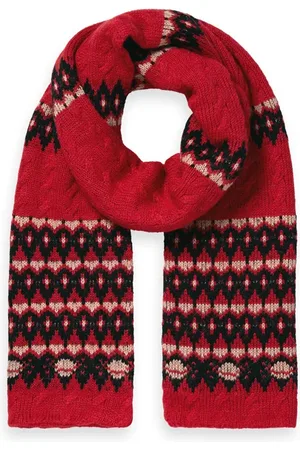 Scotch&Soda Fair Isle Knitted Cable Scarf Electric Red