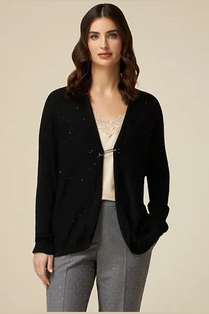 Oltre Cashmere Lurex Blend Cardigan With Brooch