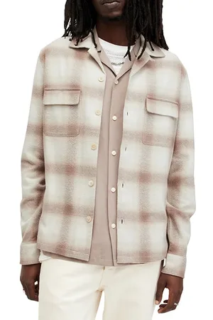AllSaints Knoll Ls Shirt Oatmeal Wt/chestnu