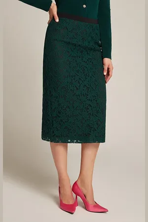 Elena Miro Macrame Lace Skirt Green