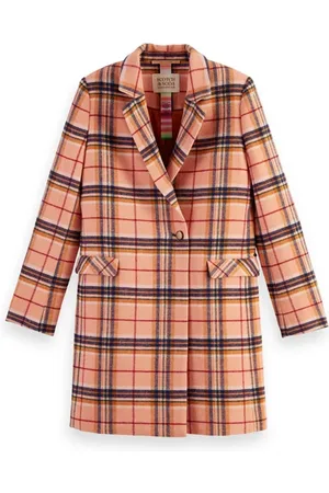 Scotch&Soda Classic Wool Blend Tailored Coat Winter Peach Check