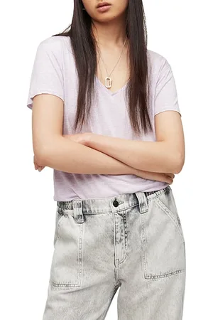 AllSaints Emelyn Shimmer Tee Ash Desert Pink