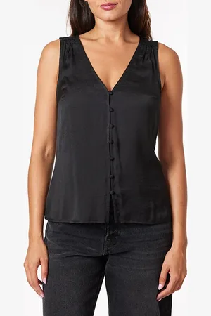 Scotch&Soda Sleeveless Button Front Blouse Black Night