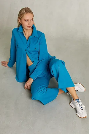 River Woods Petrol Oversized Milano Shirt 2 Pockets Blue