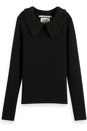Scotch&Soda Big-collar Fitted Pullover Black