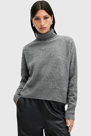 AllSaints Rebel Roll Neck Grey Melange