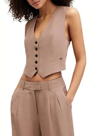 AllSaints Deri Lyn Waistcoat Doe Brown