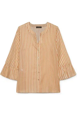Elena Miro Striped Muslin Shirt Beige