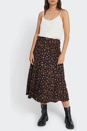 ICODE Black Leopard Print Long Skirt