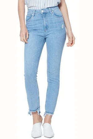 Paige Sarah Slim Ripped Hem Mako Distressed