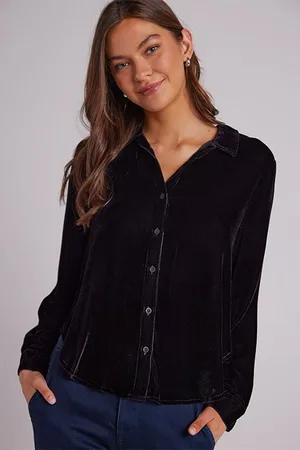 Bella Dahl Long Sleeve Clean Shirt Deep Eggplant